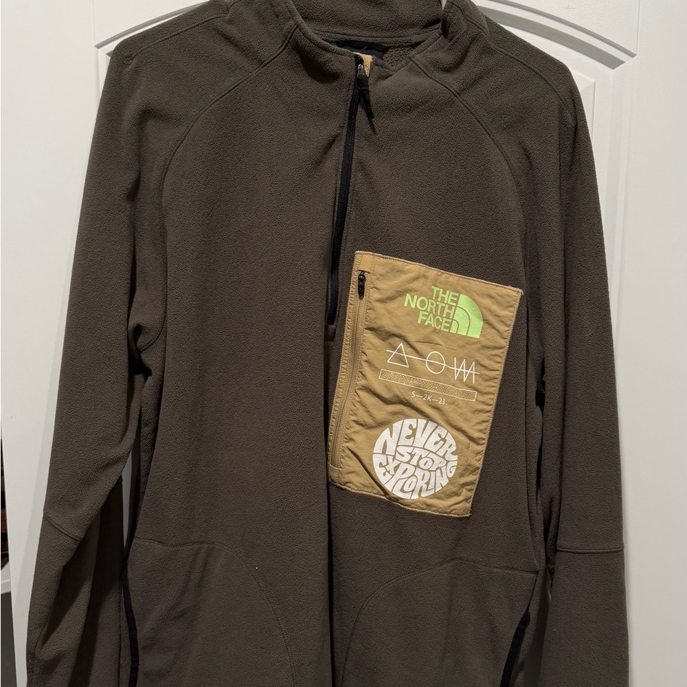 The North Face Green Jacket with Beige Pocket